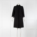 Prada Black Wool Blend Raw Edge 3/4 Sleeve Coat
