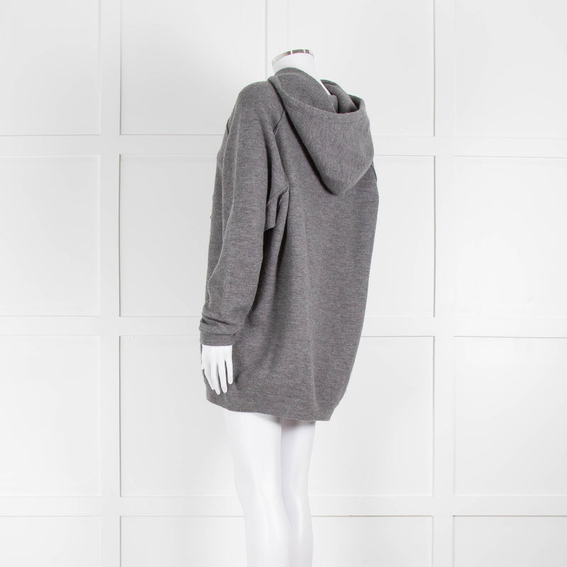 Celine Grey Hooded Wool Blend Oversized Top