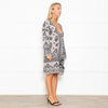 Pranella Lilac And Grey Print Bobble Hem Coverup