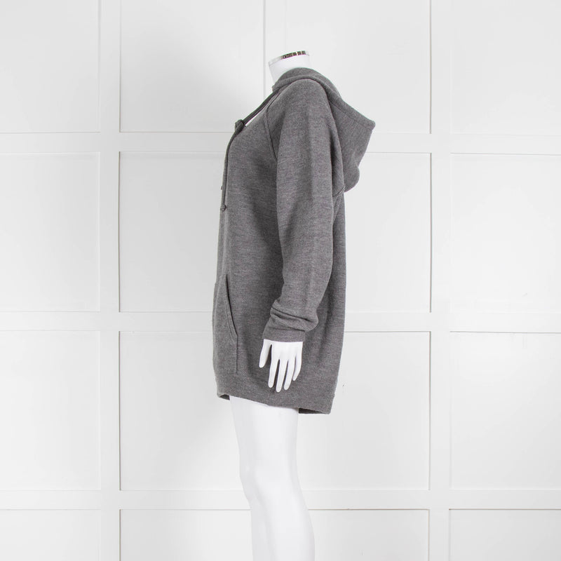 Celine Grey Hooded Wool Blend Oversized Top