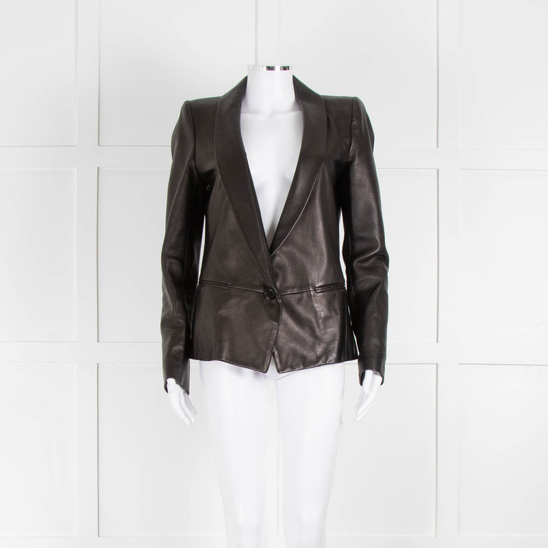 Isabel Marant Black Leather Blazer Jacket