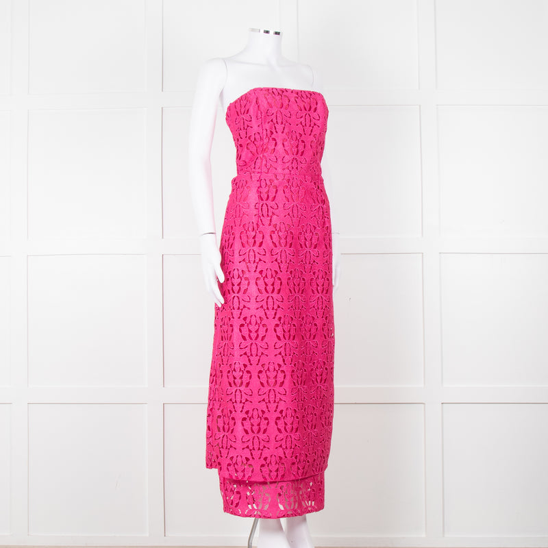 Emilia Wickstead Bright Pink Lace Strapless Dress