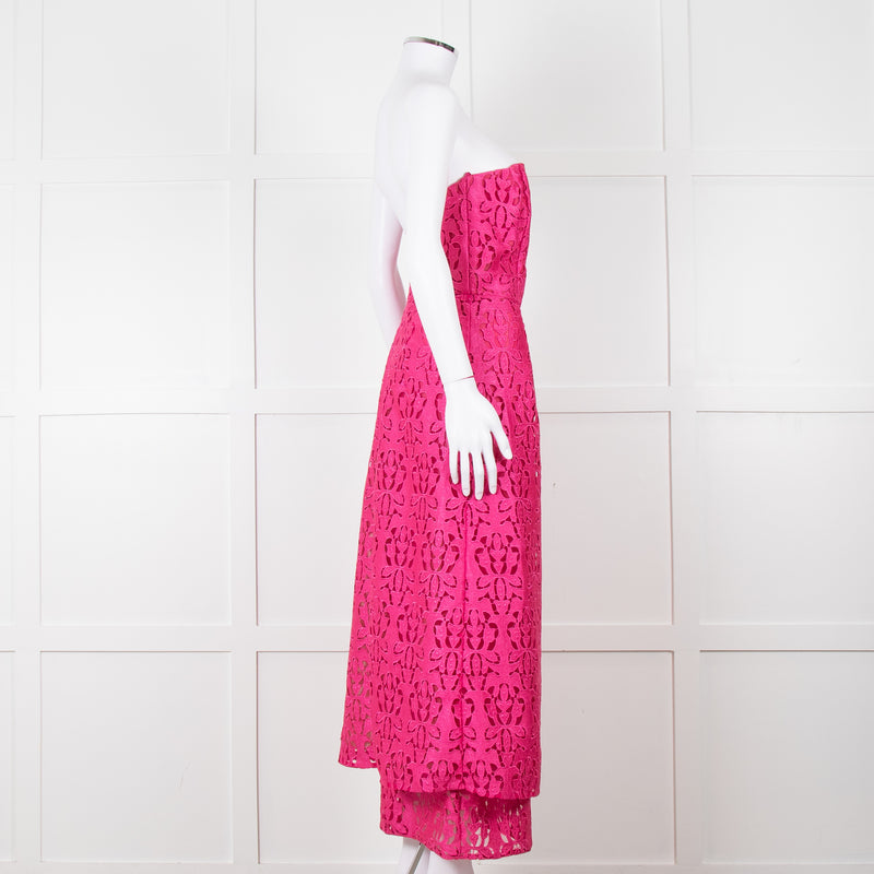 Emilia Wickstead Bright Pink Lace Strapless Dress