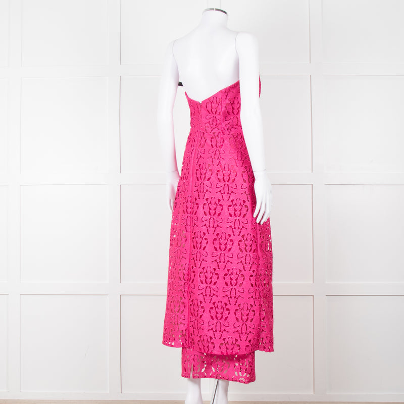 Emilia Wickstead Bright Pink Lace Strapless Dress