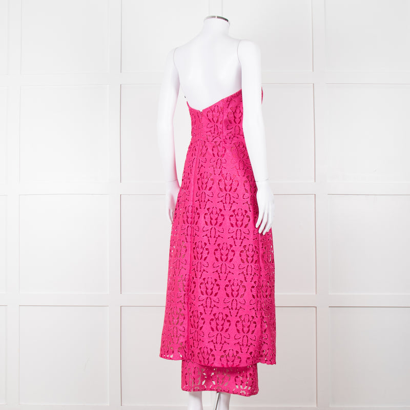 Emilia Wickstead Bright Pink Lace Strapless Dress