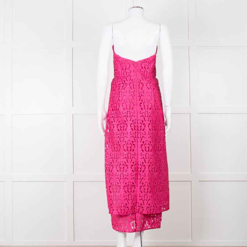 Emilia Wickstead Bright Pink Lace Strapless Dress