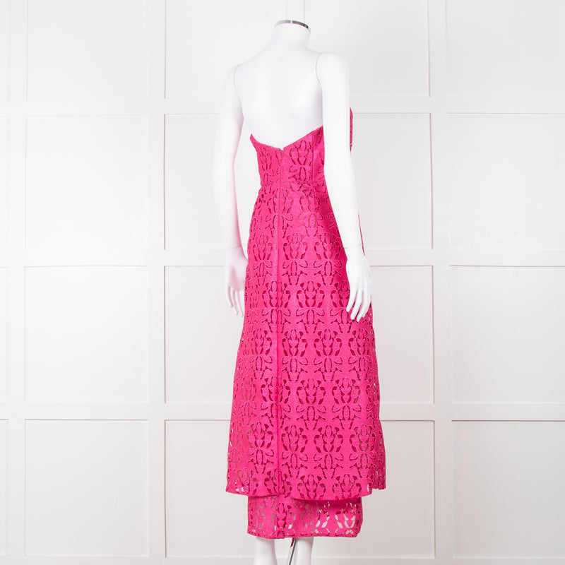 Emilia Wickstead Bright Pink Lace Strapless Dress