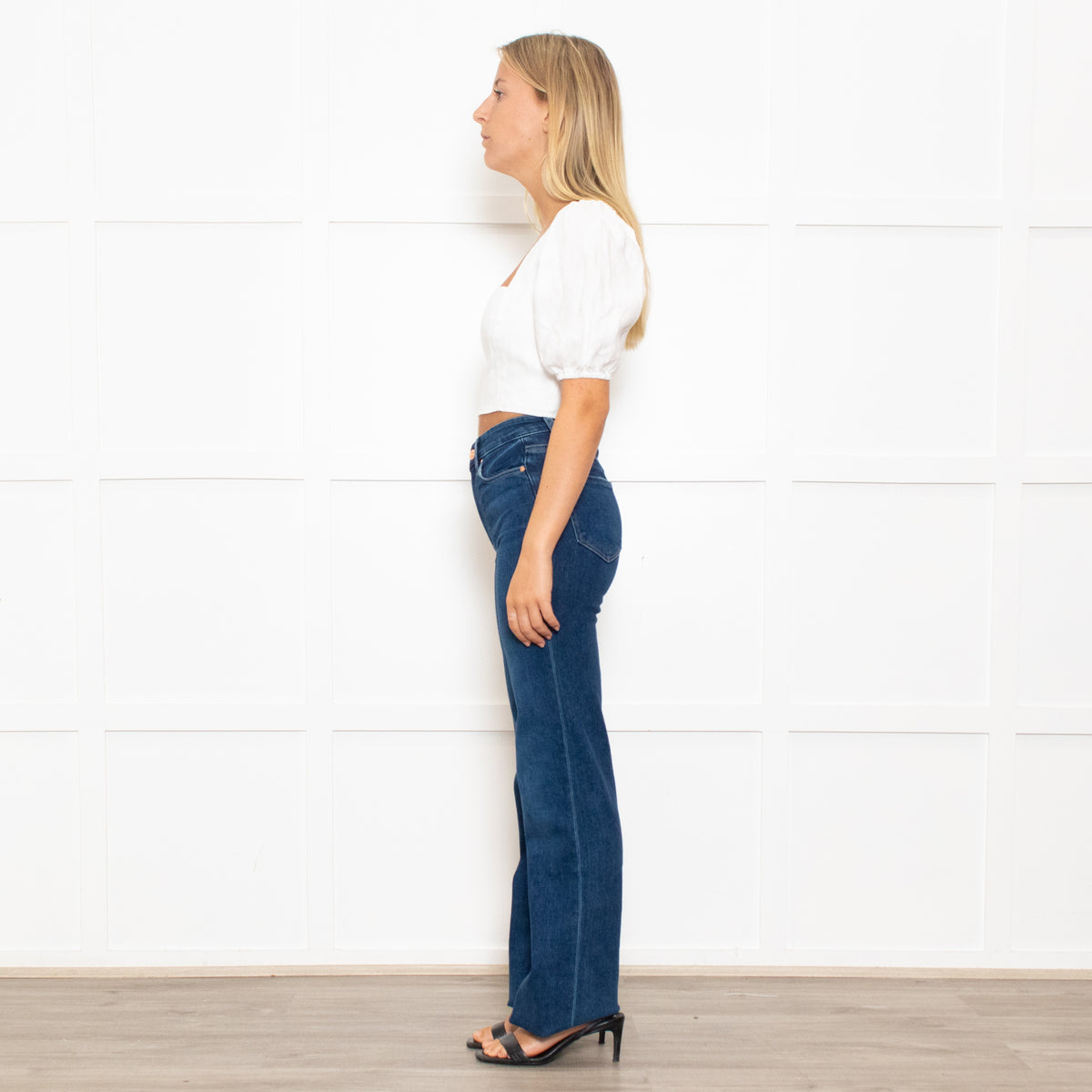 Reformation White Linen Stretch Back Crop Blouse
