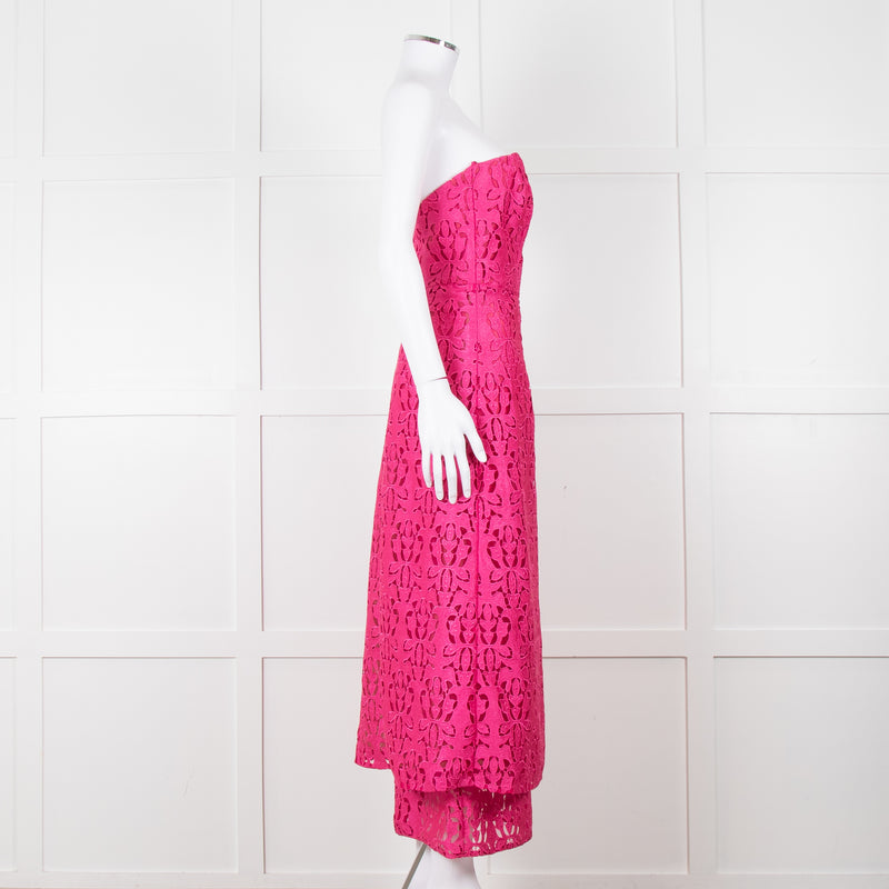 Emilia Wickstead Bright Pink Lace Strapless Dress
