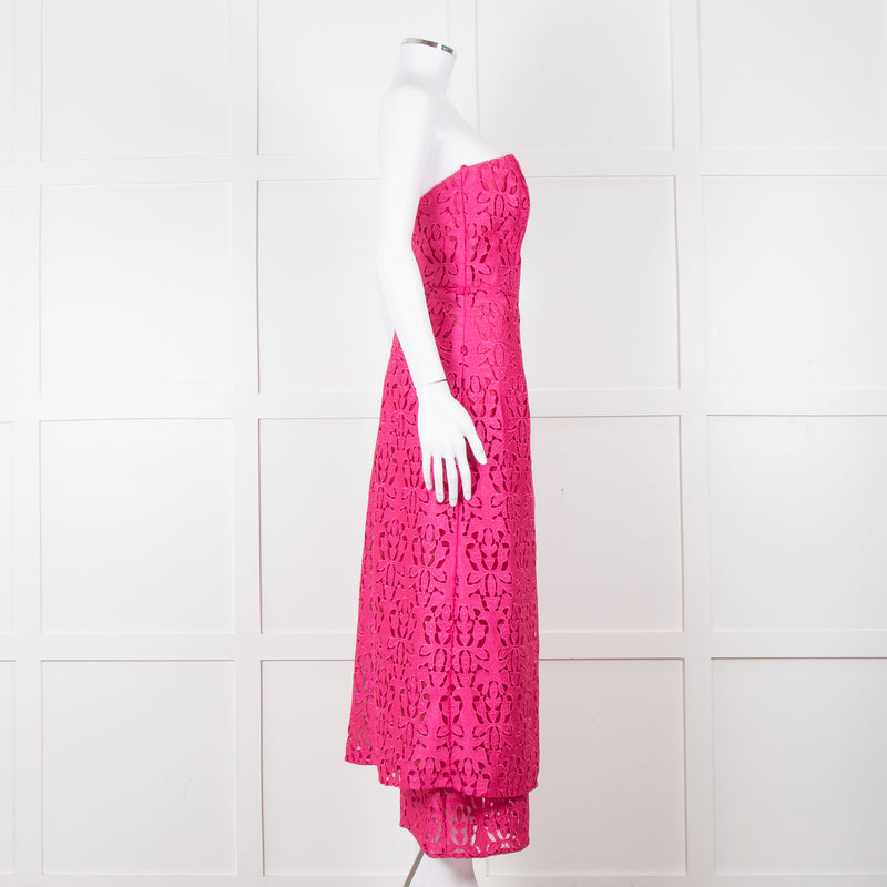 Emilia Wickstead Bright Pink Lace Strapless Dress