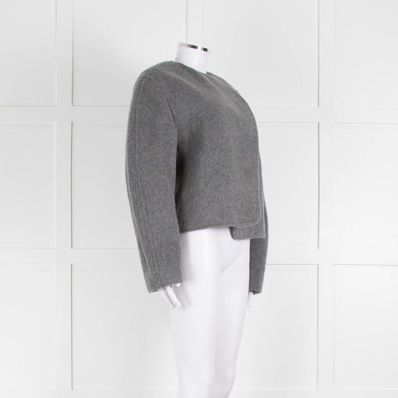 Raey Grey Wrap Oversized Wool Short Jacket