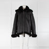 Pa:ge Hooded Aviator Jacket in Black Snoopy Fur