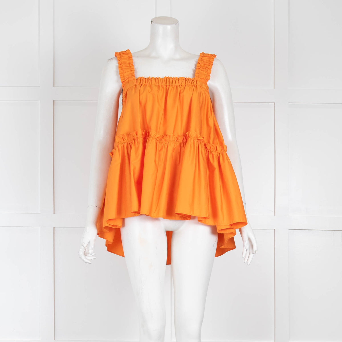 Devotion Twins Orange Cotton Ruffle Sleeveless Top