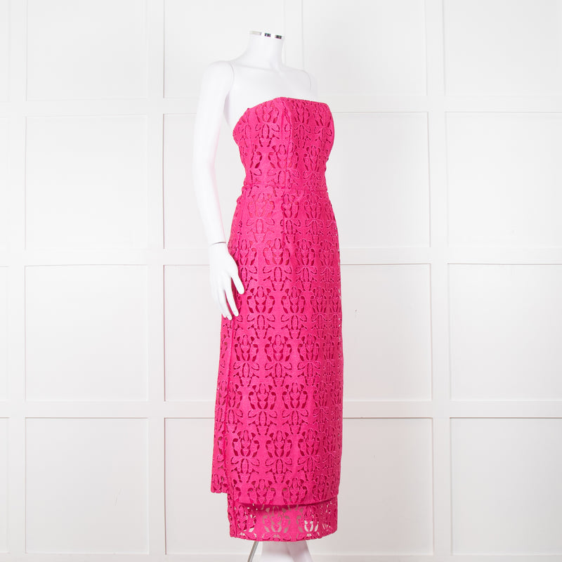 Emilia Wickstead Bright Pink Lace Strapless Dress