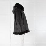 Pa:ge Hooded Aviator Jacket in Black Snoopy Fur