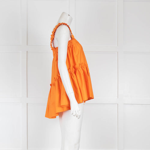 Devotion Twins Orange Cotton Ruffle Sleeveless Top