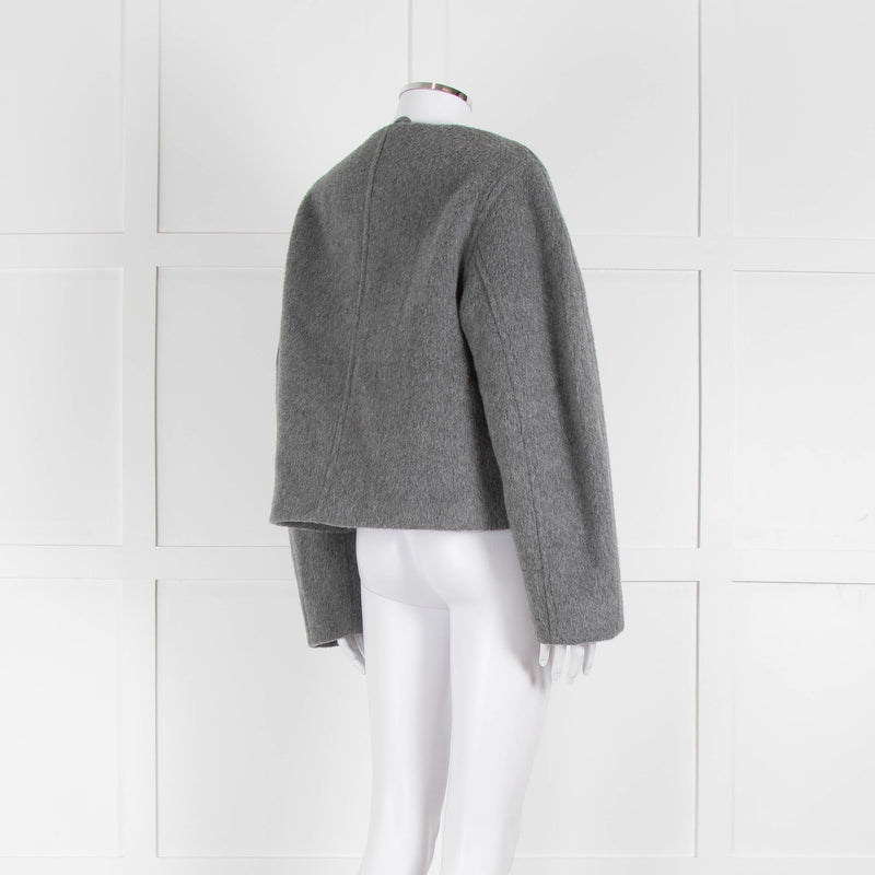 Raey Grey Wrap Oversized Wool Short Jacket