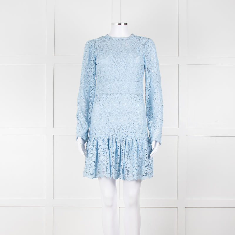Michael By Michael Kors Pale Blue Lace Mini Dress