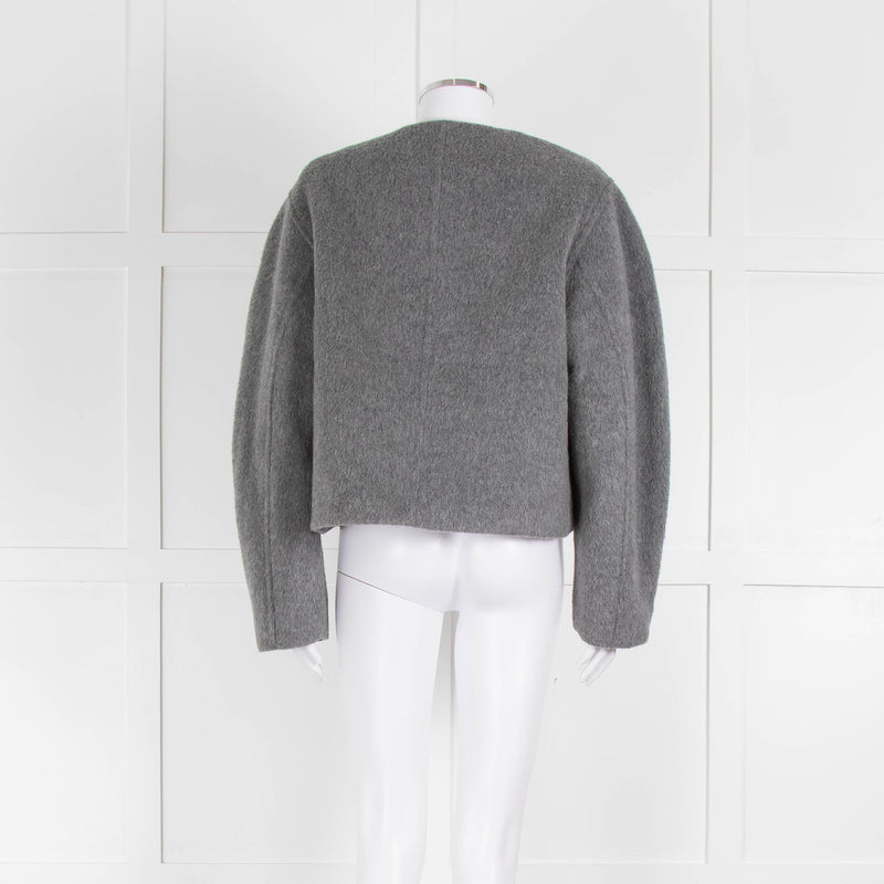 Raey Grey Wrap Oversized Wool Short Jacket