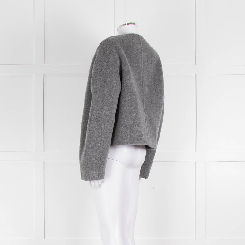 Raey Grey Wrap Oversized Wool Short Jacket
