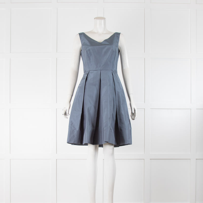 Prada Blue Silk V-Neck Sleeveless Dress