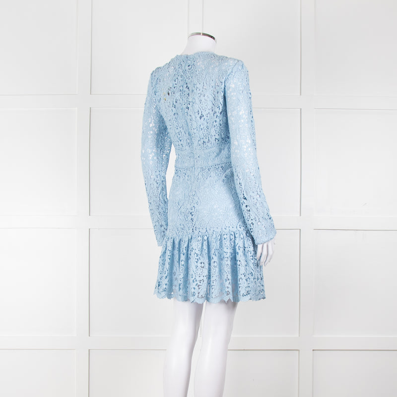 Michael By Michael Kors Pale Blue Lace Mini Dress