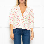Rixo Amanda Floral Lace Trimmed Tea Blouse