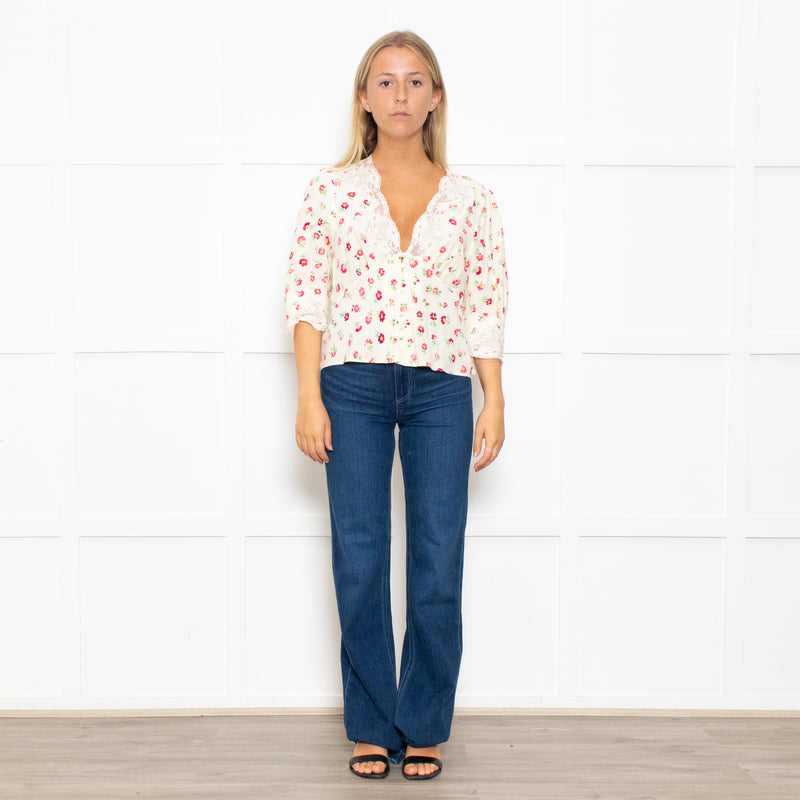Rixo Amanda Floral Lace Trimmed Tea Blouse