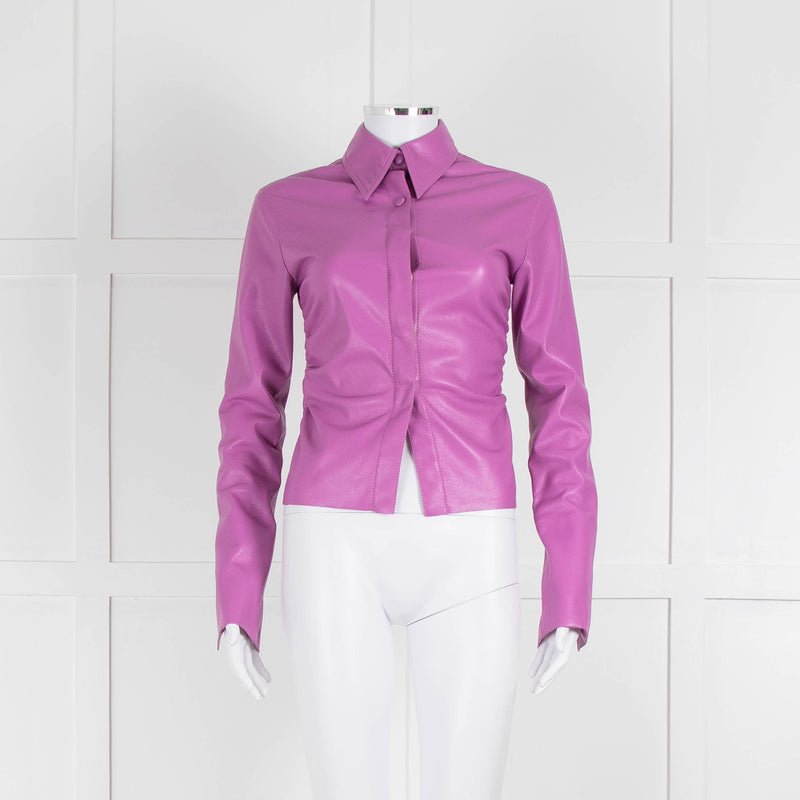 Nanushka Lilac Faux Leather Shirt