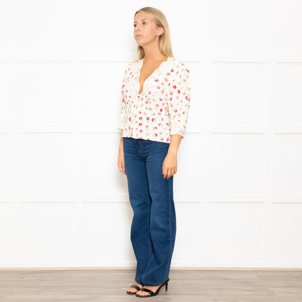 Rixo Amanda Floral Lace Trimmed Tea Blouse