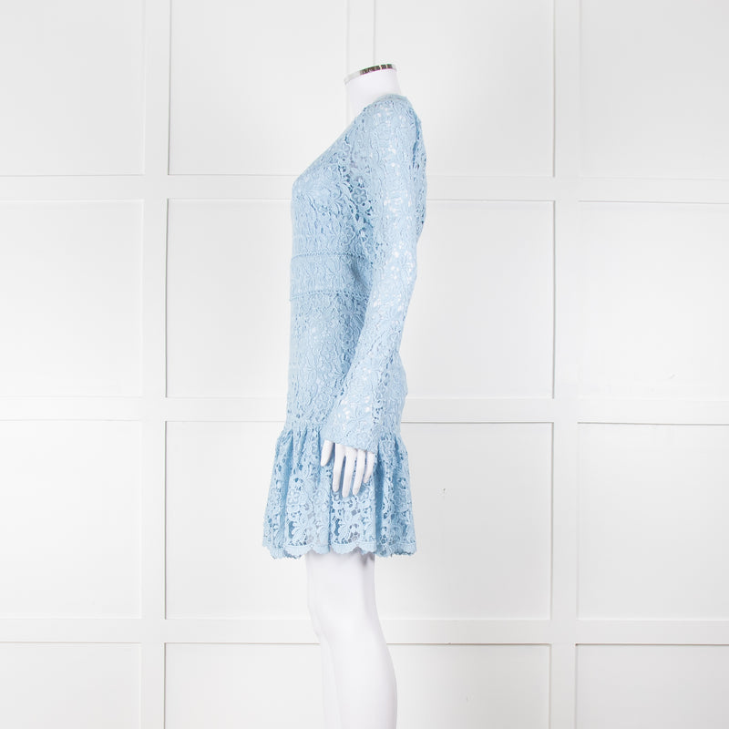 Michael By Michael Kors Pale Blue Lace Mini Dress