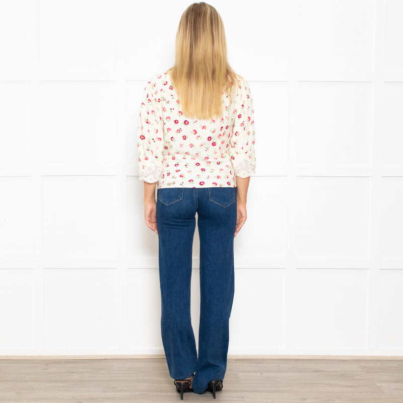 Rixo Amanda Floral Lace Trimmed Tea Blouse