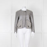 Sandro Black Silver Tweedy Front Pocket Zipped Jacket