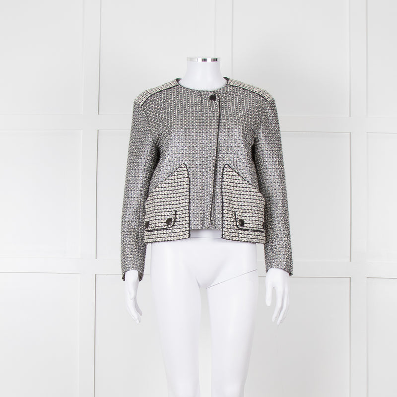 Sandro Black Silver Tweedy Front Pocket Zipped Jacket