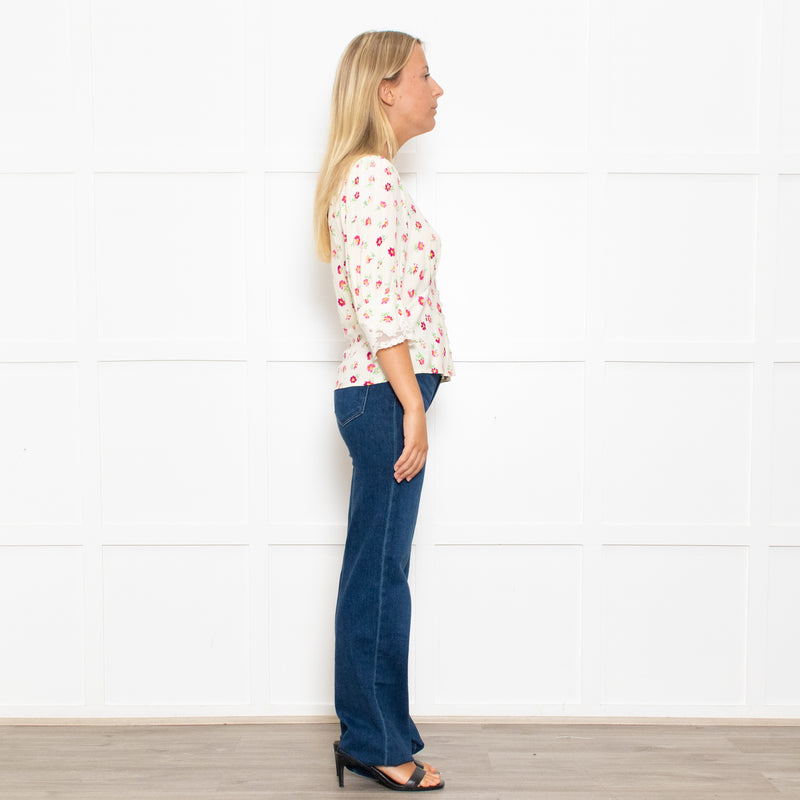 Rixo Amanda Floral Lace Trimmed Tea Blouse