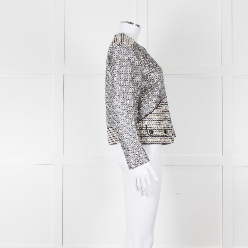 Sandro Black Silver Tweedy Front Pocket Zipped Jacket