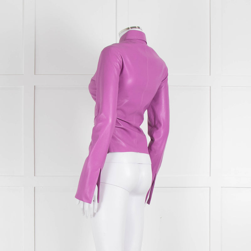 Nanushka Lilac Faux Leather Shirt