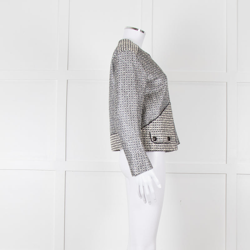 Sandro Black Silver Tweedy Front Pocket Zipped Jacket