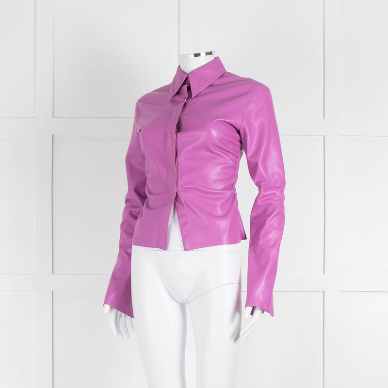 Nanushka Lilac Faux Leather Shirt
