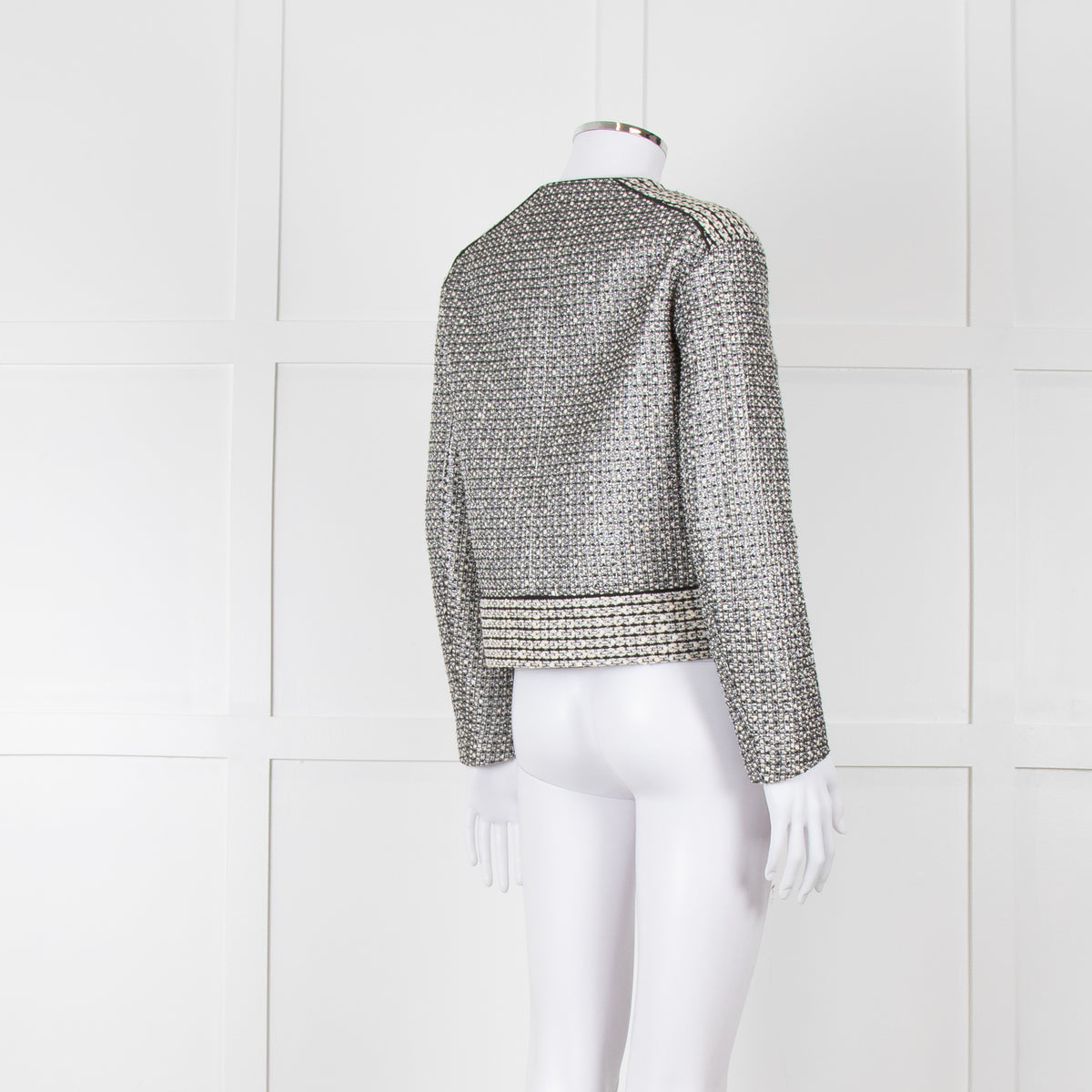 Sandro Black Silver Tweedy Front Pocket Zipped Jacket