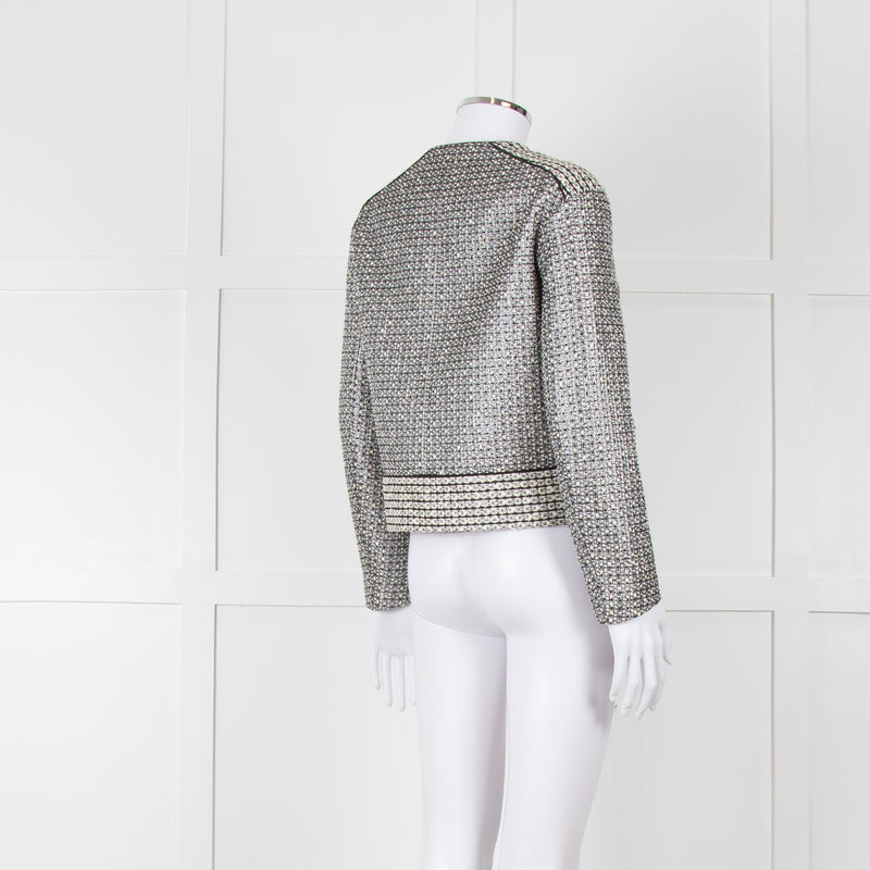 Sandro Black Silver Tweedy Front Pocket Zipped Jacket