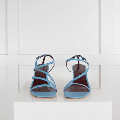 Staud Blue Heeled Leather Sandals