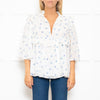 Stella Nova White Frilled Blouse with Blue Flowers