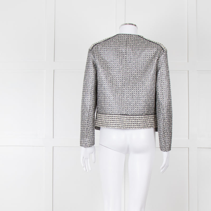 Sandro Black Silver Tweedy Front Pocket Zipped Jacket