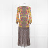 Saloni Yellow Floral Animal Print Long Sleeve Dress