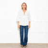 Stella Nova White Frilled Blouse with Blue Flowers