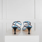 Staud Blue Heeled Leather Sandals