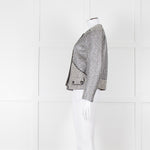 Sandro Black Silver Tweedy Front Pocket Zipped Jacket