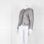 Sandro Black Silver Tweedy Front Pocket Zipped Jacket