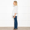 Stella Nova White Frilled Blouse with Blue Flowers
